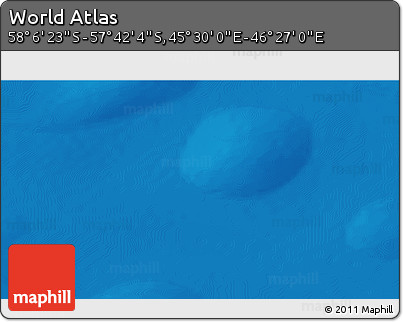 Physical 3D Map of the Area around 57° 54' 14" S, 45° 58' 30" E