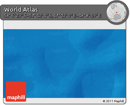 Physical 3D Map of the Area around 57° 54' 14" S, 47° 40' 29" E