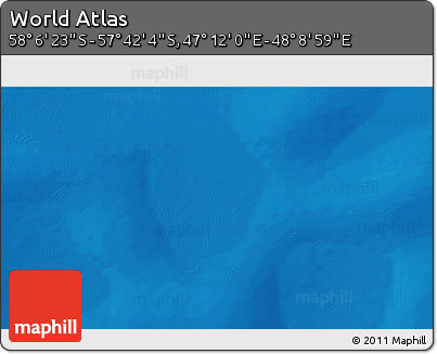 Physical 3D Map of the Area around 57° 54' 14" S, 47° 40' 29" E