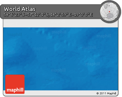Physical 3D Map of the Area around 57° 54' 14" S, 48° 31' 29" E