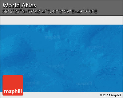 Physical 3D Map of the Area around 57° 54' 14" S, 48° 31' 29" E