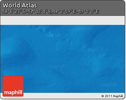Physical 3D Map of the Area around 57° 54' 14" S, 48° 31' 29" E