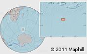 Gray Location Map of the area around 57° 54' 14" S, 48° 31' 29" E, hill shading
