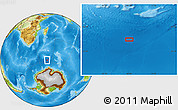 Physical Location Map of the area around 57° 54' 14" S, 48° 31' 29" E