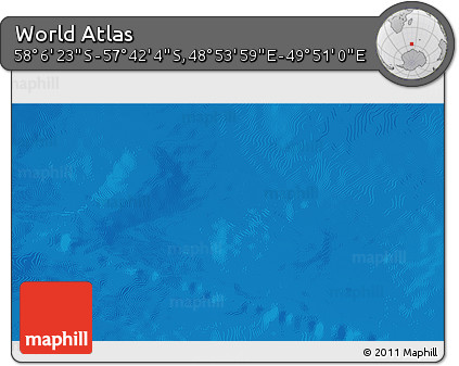 Physical 3D Map of the Area around 57° 54' 14" S, 49° 22' 30" E