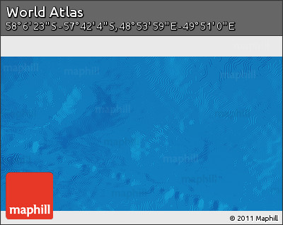 Physical 3D Map of the Area around 57° 54' 14" S, 49° 22' 30" E