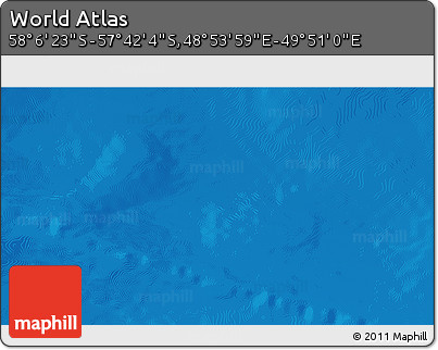 Physical 3D Map of the Area around 57° 54' 14" S, 49° 22' 30" E