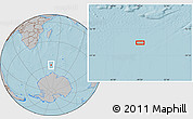 Gray Location Map of the area around 57° 54' 14" S, 49° 22' 30" E, hill shading