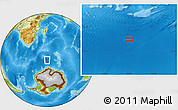 Physical Location Map of the area around 57° 54' 14" S, 49° 22' 30" E