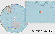 Gray Location Map of the area around 57° 54' 14" S, 50° 13' 30" E, hill shading