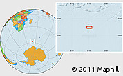 Political Location Map of the area around 57° 54' 14" S, 50° 13' 30" E