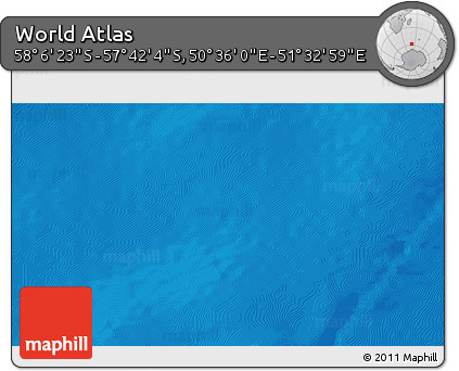 Physical 3D Map of the Area around 57° 54' 14" S, 51° 4' 30" E