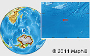 Physical Location Map of the area around 57° 54' 14" S, 52° 46' 29" E