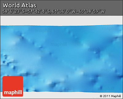 Physical 3D Map of the Area around 57° 54' 14" S, 61° 7' 30" W