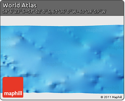 Physical 3D Map of the Area around 57° 54' 14" S, 61° 7' 30" W