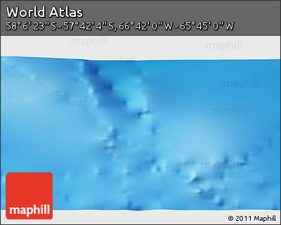 Physical 3D Map of the Area around 57° 54' 14" S, 66° 13' 29" W