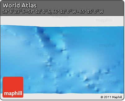 Physical 3D Map of the Area around 57° 54' 14" S, 66° 13' 29" W