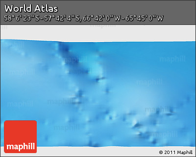 Shaded Relief 3D Map of the Area around 57° 54' 14" S, 66° 13' 29" W