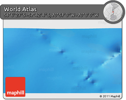 Physical 3D Map of the Area around 57° 54' 14" S, 70° 28' 29" W