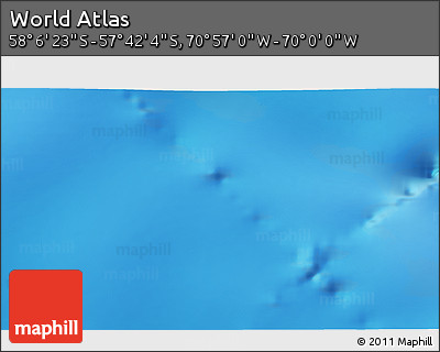 Physical 3D Map of the Area around 57° 54' 14" S, 70° 28' 29" W