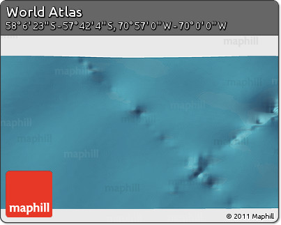 Satellite 3D Map of the Area around 57° 54' 14" S, 70° 28' 29" W