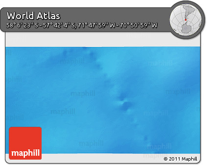 Physical 3D Map of the Area around 57° 54' 14" S, 71° 19' 29" W