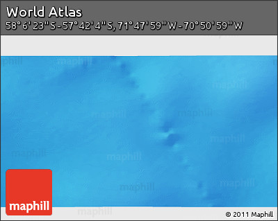 Physical 3D Map of the Area around 57° 54' 14" S, 71° 19' 29" W
