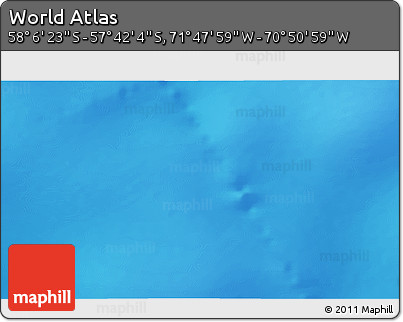 Physical 3D Map of the Area around 57° 54' 14" S, 71° 19' 29" W