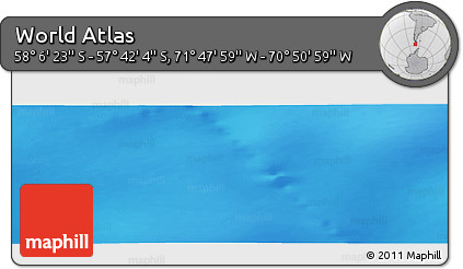 Physical Panoramic Map of the Area around 57° 54' 14" S, 71° 19' 29" W