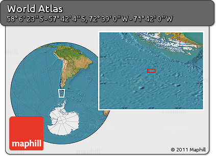 Satellite Location Map of the Area around 57° 54' 14" S, 72° 10' 30" W