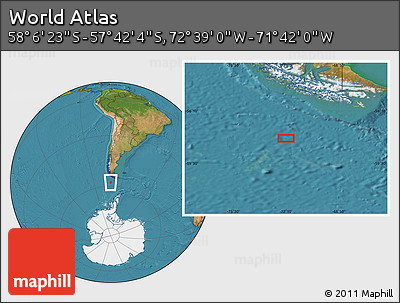 Satellite Location Map of the Area around 57° 54' 14" S, 72° 10' 30" W