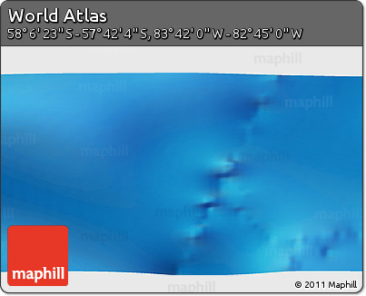 Physical 3D Map of the Area around 57° 54' 14" S, 83° 13' 29" W