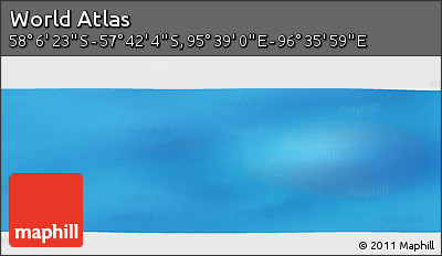 Physical Panoramic Map of the Area around 57° 54' 14" S, 96° 7' 30" E