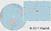Gray Location Map of the area around 57° 54' 14" S, 99° 31' 30" E, hill shading