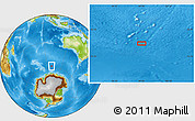 Physical Location Map of the area around 57° 54' 14" S, 99° 31' 30" E