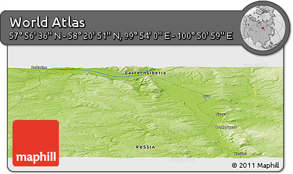 Physical Panoramic Map of the Area around 58° 8' 44" N, 100° 22' 30" E
