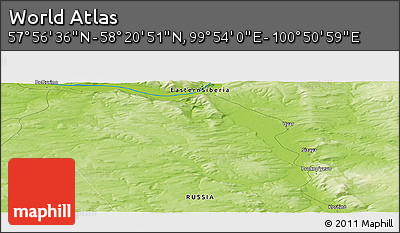 Physical Panoramic Map of the Area around 58° 8' 44" N, 100° 22' 30" E