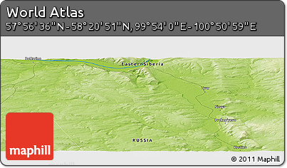 Physical Panoramic Map of the Area around 58° 8' 44" N, 100° 22' 30" E