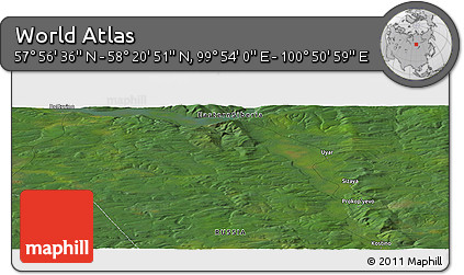 Satellite Panoramic Map of the Area around 58° 8' 44" N, 100° 22' 30" E