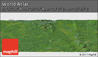 Satellite Panoramic Map of the Area around 58° 8' 44" N, 100° 22' 30" E