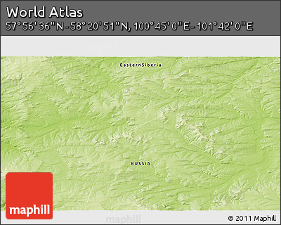 Physical 3D Map of the Area around 58° 8' 44" N, 101° 13' 29" E