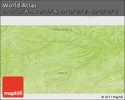 Physical 3D Map of the Area around 58° 8' 44" N, 102° 4' 29" E