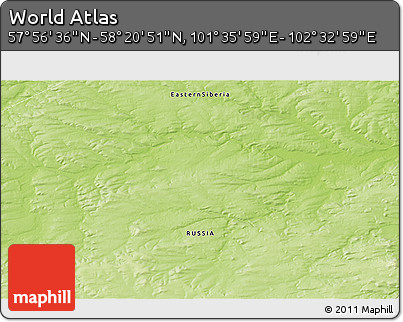 Physical 3D Map of the Area around 58° 8' 44" N, 102° 4' 29" E