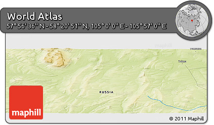 Physical Panoramic Map of the Area around 58° 8' 44" N, 105° 28' 29" E