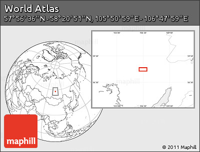 Blank Location Map of the Area around 58° 8' 44" N, 106° 19' 29" E