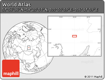Blank Location Map of the Area around 58° 8' 44" N, 106° 19' 29" E