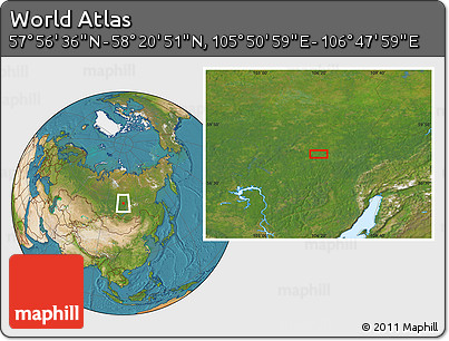 Satellite Location Map of the Area around 58° 8' 44" N, 106° 19' 29" E