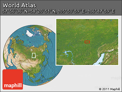 Satellite Location Map of the Area around 58° 8' 44" N, 106° 19' 29" E