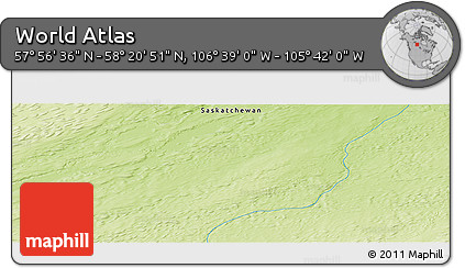 Physical Panoramic Map of the Area around 58° 8' 44" N, 106° 10' 30" W