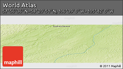 Physical Panoramic Map of the Area around 58° 8' 44" N, 106° 10' 30" W
